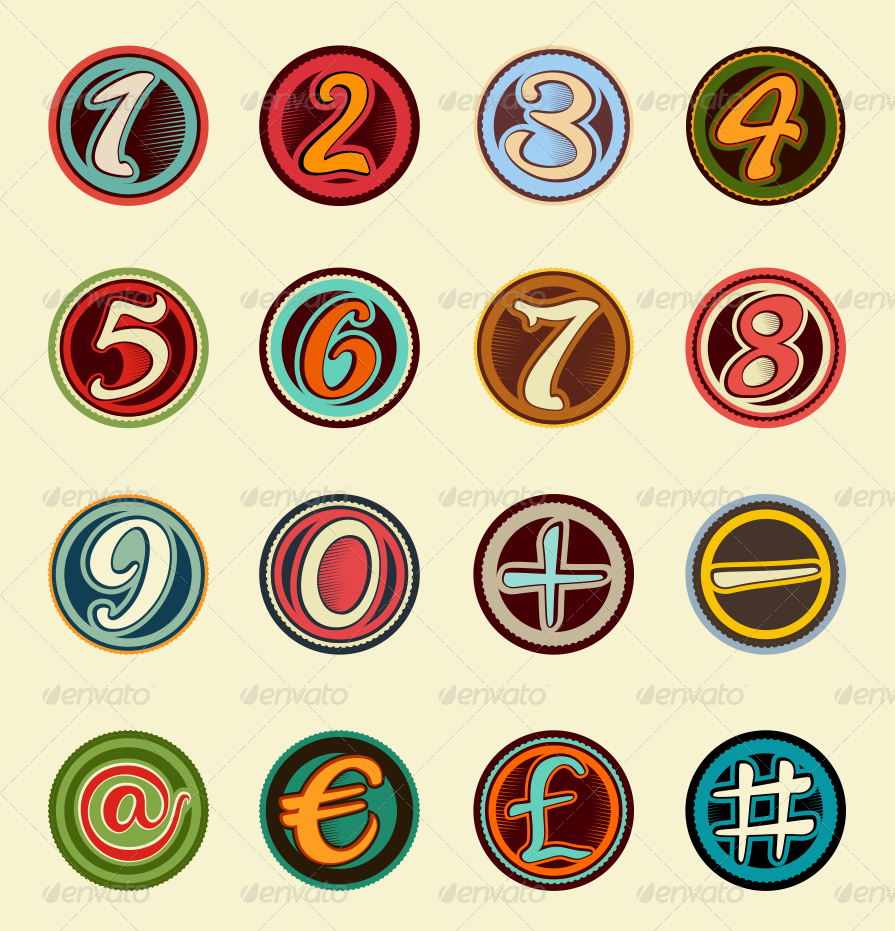 Vintage Badge Numbers and Symbols, Vectors GraphicRiver